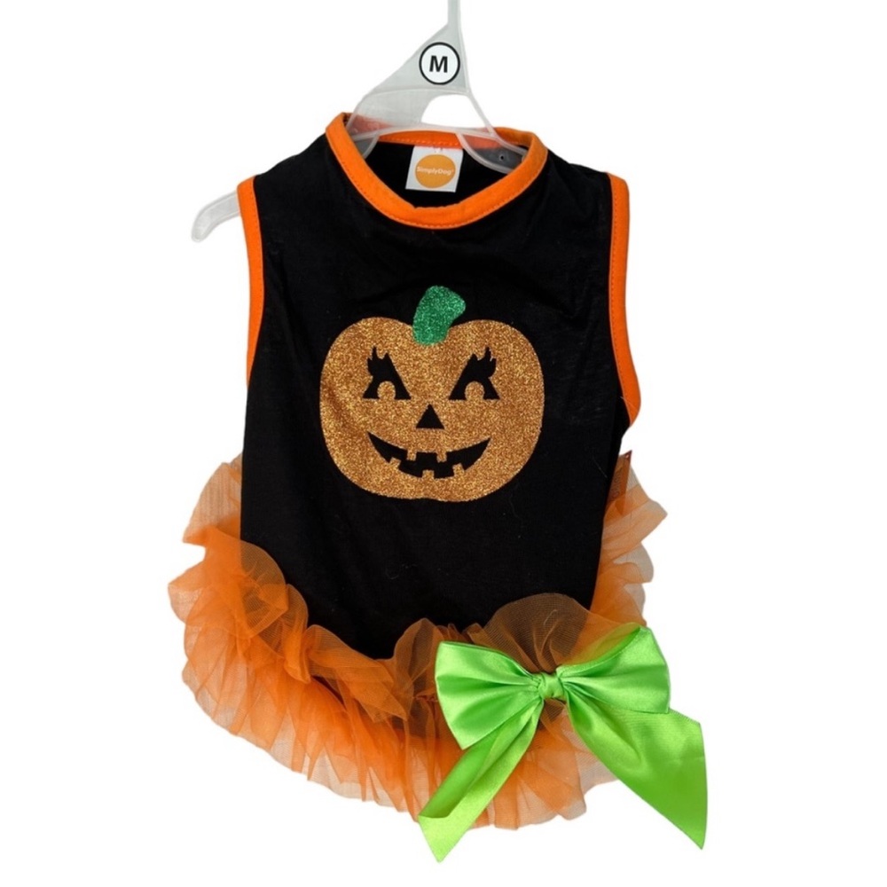 Halloween Pet Glitter Jack-o-lantern SimplyDog Dog Tutu Dress NWT